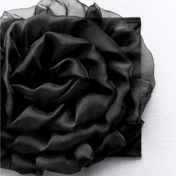 Zara Black Organza Flower Maxi Bandeau Top NWOT Size Small - Picture 9 of 9